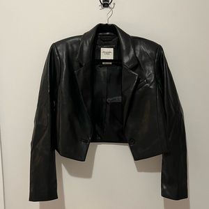 Cropped Black Leather Jacket